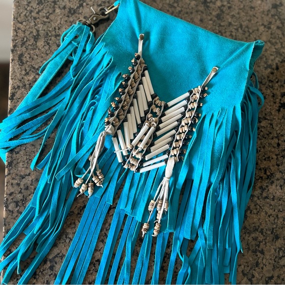 Spell Handbags - Spell & The Gypsy Collective | Wild Belle Suede Fringe Bag In Lapis
